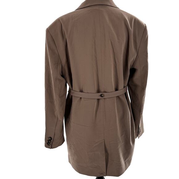 TopShop Belted Jacket Long Blazer 10 NWOT Tan Khaki Jacket Women's Academia Corp - Picture 6 of 9